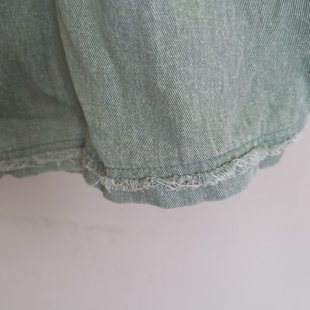 Three Bird Nest Sage Green Women's Denim Overalls Dress - Picture 6 of 12